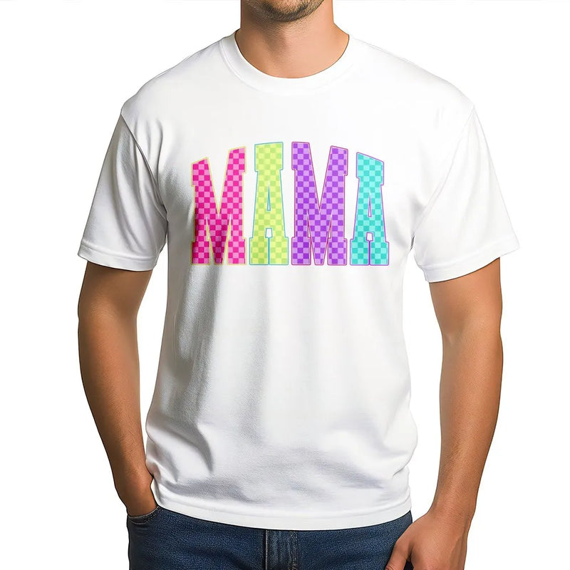 Neon Mama Shirt | Checkerboard Graphic Tee | Soft Cotton Retro Top | Mother's Day Gift for Mom