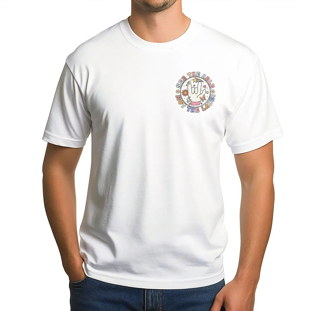 Disability Awareness T-Shirt | Retro ASL 'See The Able Not The Label' Graphic | Soft 100% Cotton | Inspirational Advocate Gift
