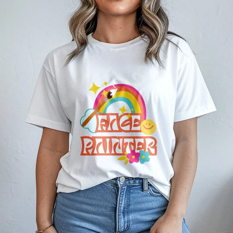 Face Painter T-Shirt | Retro Rainbow Graphic Tee | Soft Cotton Shirt | Gift for Face Painting Artist