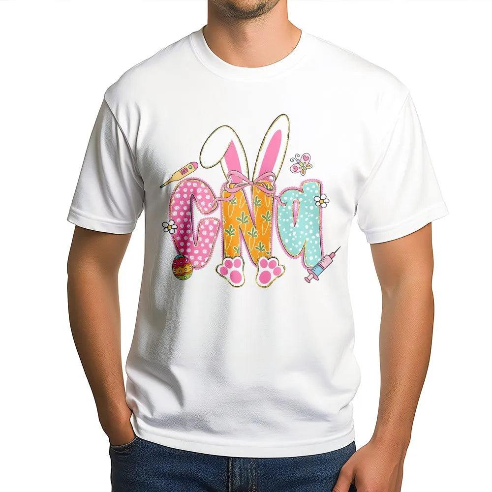 Nurse Easter T-Shirt | Stethoscope Bunny Bow Design | Premium Soft Cotton | Cute RN CNA Healthcare Worker Gift