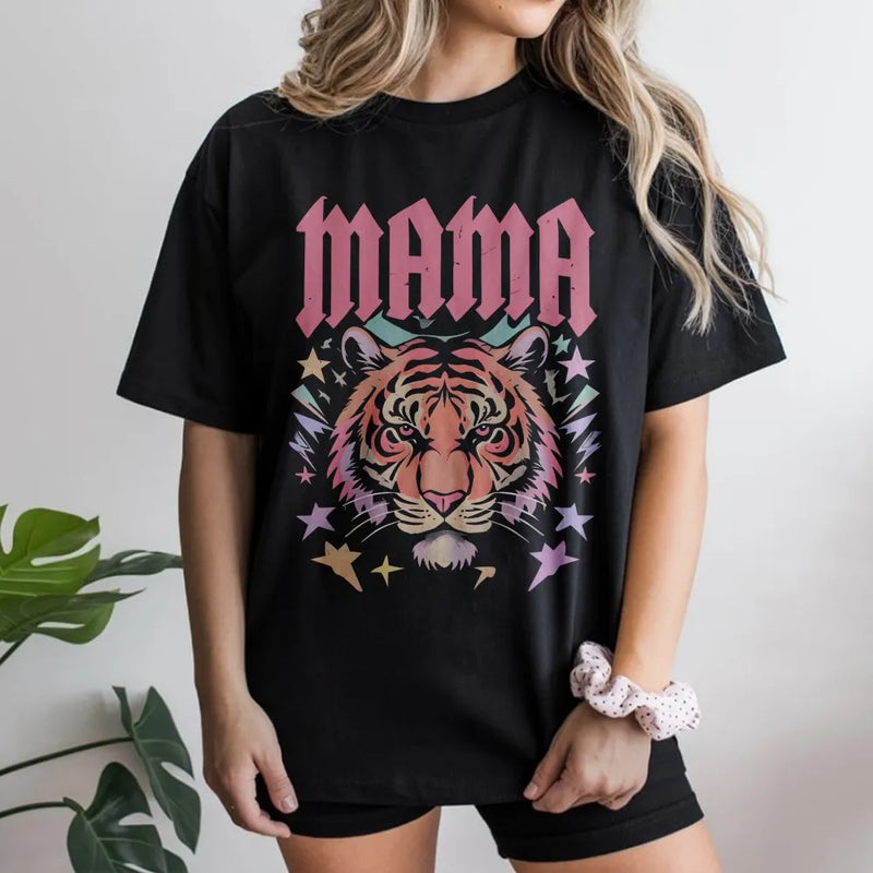 Mama Tiger Sweatshirt | Retro Graphic Rocker Style | Premium Cotton Blend Pullover | Gift for Cool Mom