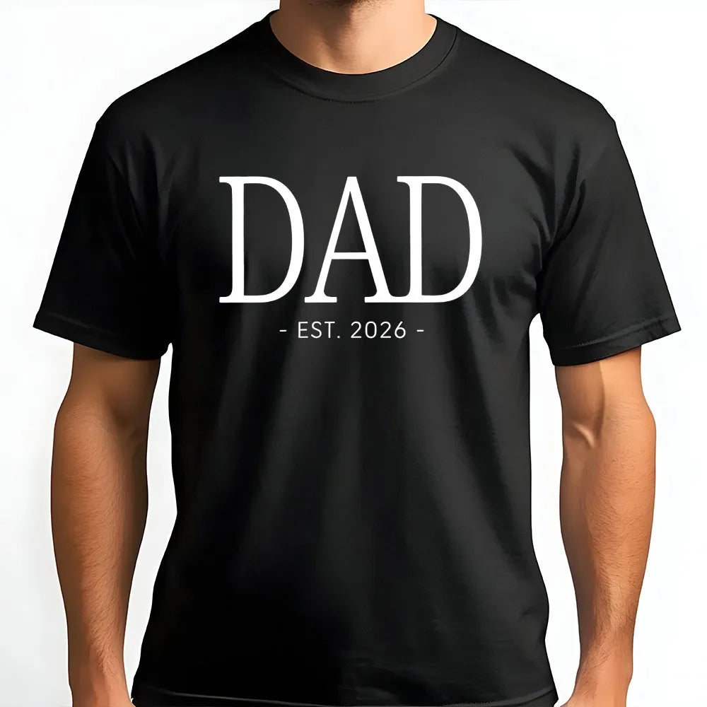 Dad Est 2026 T-Shirt | Minimalist Pregnancy Announcement Design | 100% Soft Cotton Tee | New Father Baby Reveal Gift